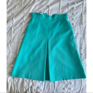 Vintage tea length teal turquoise skirt with belt loop